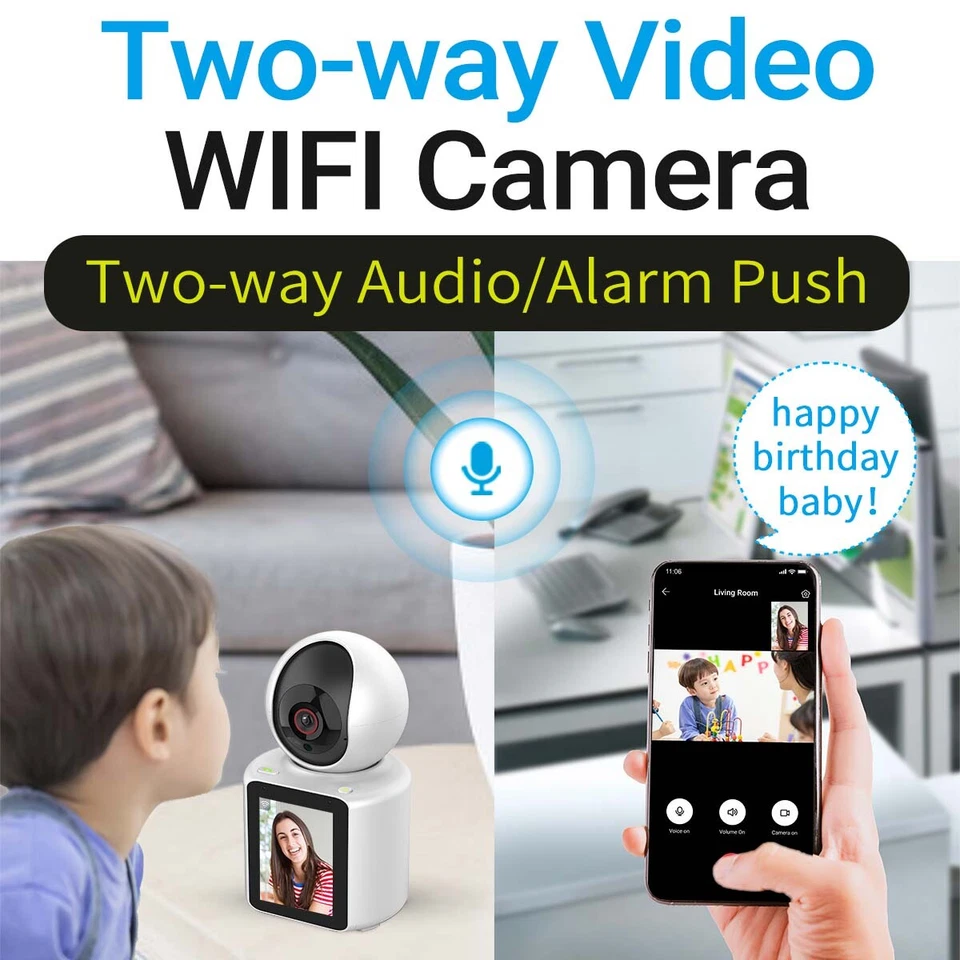 1080P Video Call Camera for Elderly/Kids - 120° View, Night Vision, AI, 350° PTZ - Image 2 of 4