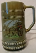 VINTAGE BEER MUG STEIN WADE IRISH JAUNTING CAR PORCELAIN IRELAND HANDLE GREEN