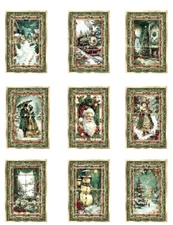 Green Nostalgic Christmas A Designer MULTI-SIZE SET Cotton Fabric Quilt Blocks