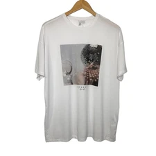 ONLY Womens Onlmelina Boxy Short Sleeve Graphic T Shirt Sz Medium White Disco