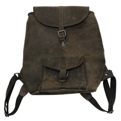 Gusti Leder Studio Brown Distressed Leather Canvas Rucksack Backpack Unisex