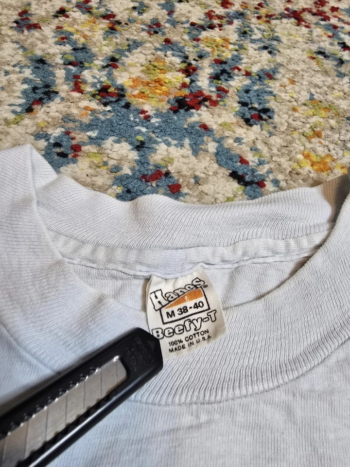 Vintage 70s Hawaii Souvenir Graphic T-Shirt Light Blue Size Small Beach Sailboat - Image 4 of 4