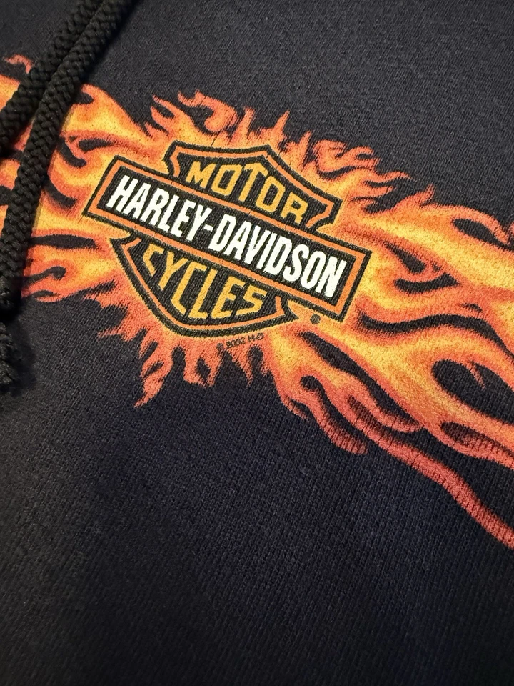 Vintage 80s Chrome Flames Harley Davidson Zip Up Hoodie - Image 4 of 4