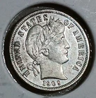 1909-P US Barber Silver Dime XF Coin 10 Cents Item N13Q18