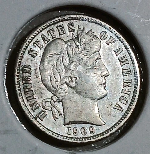1909-P US Barber Silver Dime XF Coin 10 Cents Item N13Q18