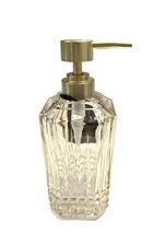 NEW LEA JADE CRYSTAL CHAMPAGNE GLASS,BRUSHED GOLD TONE PUMP SOAP DISPENSER