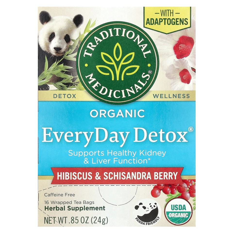 Organic EveryDay Detox®, Hibiscus & Schisandra Berry, Caffeine Free, 16 Wrapped