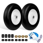 Flat Free Wheelbarrow Tires 4.80/4.00-8, 14.5" with Centered Hub, 2 Pack