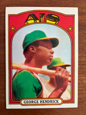 1972 TOPPS GEORGE HENDRICK (ROOKIE) #406 OAKLAND ATHLETICS  BASEBALL CARD. rookie card picture