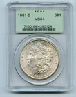 1881-S Morgan Silver Dollar $1 PCGS MS64 - OGH Old Green Holder