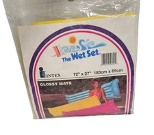 Vintage 1990 Intex Wet Set Yellow Glossy Mat Inflatable 72"x27" Pool Float NOS