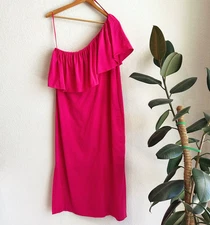 Pomander Place Tuckernuck Womens Florencia One Shoulder Midi Dress Ruffle Preppy