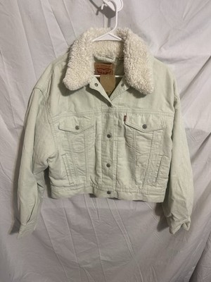 Levi s Corduroy With Sherpa Collar Trucker Jacket  Size Medium Mint Color NWT