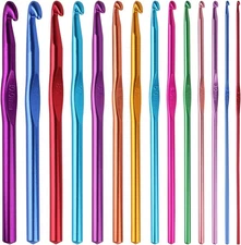 14PCS Aluminum Crochet Hooks Knitting Needles Yarn Craft 2.0-10.0mm Set