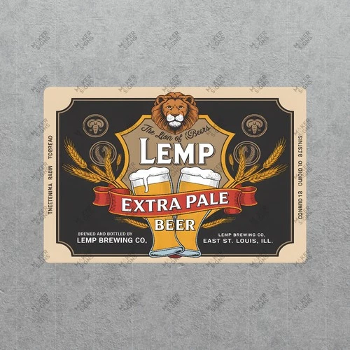 Vintage Lemp Brewery Metal Sign St Louis Beer Label Decor Man Cave #788667