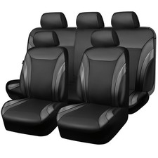 CAR PASS Premium Carbon Fiber Leather Car Seat Covers Full Set,Airbag Compati...