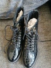 New Ladies Topshop Black Ankle Boots UK 4 RRP £39.99