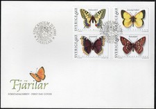 SWEDEN 1993 BUTTERFLIES CACHET FIRST DAY COVER (SC#S 2020-2023)