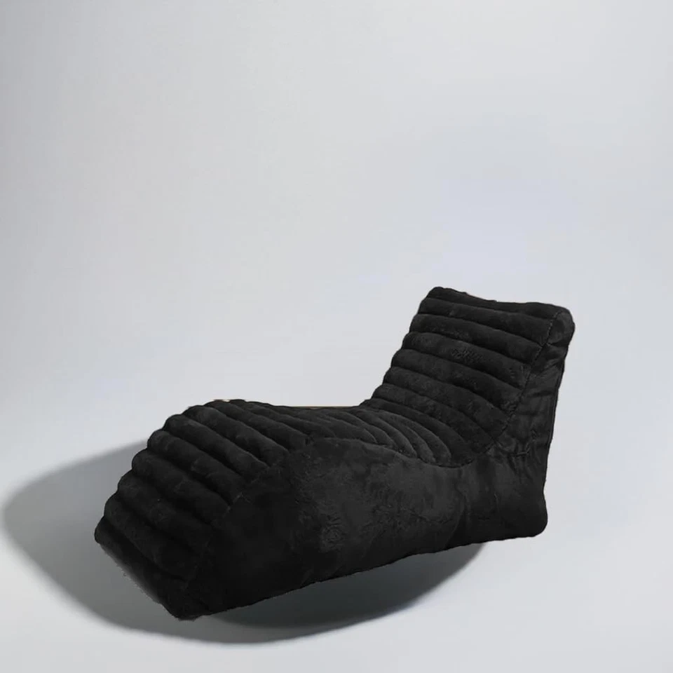 Tumbona Bolsa de Frijoles Silla Sofá Funda Sin Frijoles Imitación Piel Talla XXXL Negro Foto 3 de 4