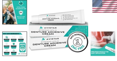 Mint Flavor Denture Adhesive Cream - Long Lasting, Easy Application, 2.8 Fl Oz - Picture 2 of 11