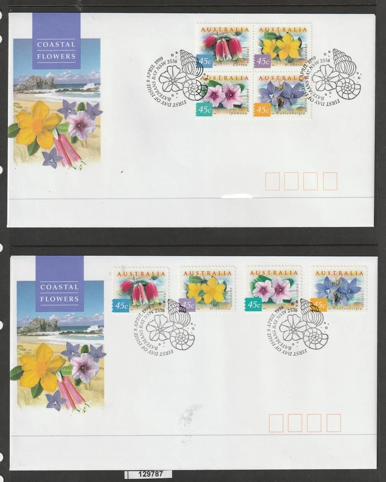 1999 AUSTRALIA FLORES DEL LITORAL 8 VALORES EN DOS SOBRES FDC MF129787 - Imagen 1 de 1