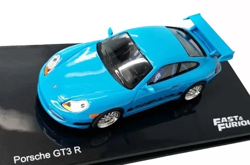 FAST AND FURIOUS PORSCHE 911 GT-3 R IXO ALTAYA 1/43 NEW WITH STAND AND DISPLAY CASE
