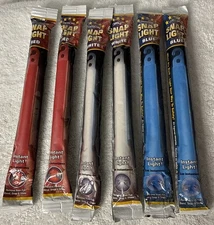 Lot Of 6 Emergency Glow Sticks 8 Hr Tactical Light Red White Blue Party USA #29