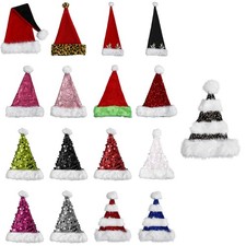 1Pc Adults Christmas Santa Hat Soft Plush Christmas Pompom Hat Xmas Party Caps