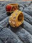 Vintage Joan Rivers Reversible Clip-On Earrings – Gold Tone Rhinestone/Multi — photo 7