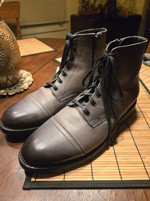 Thursday Boot Company Handmade Side Zip Boots, Gray, Black Accents, 11 D, EXC!