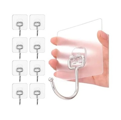Ultra Strong 50lb Max Transparent SelfAdhesive Hooks  HeavyDuty Wall Hooks fo...