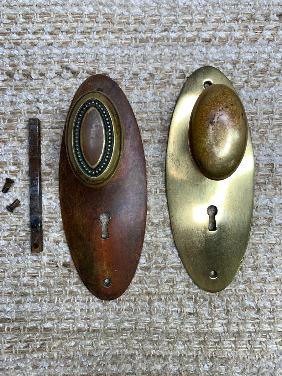 Antique Oval Brass Door Knobs and Cast Brass Door Plates