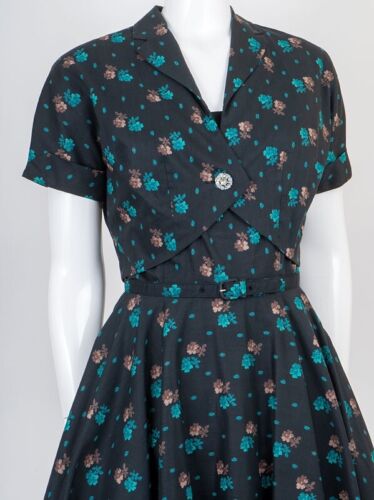 Vintage 1950s L'Aiglon Sundress W/ Shrug Gorgeous Colors Wonderful Print - Picture 6 of 10