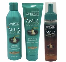 3 Pc Set Optimum Amla Legend Body Filler Wash Cream Blow Dry Mousse Rejuvenating