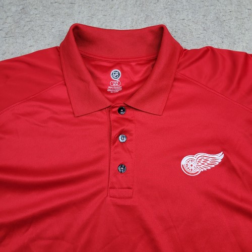 NHL Detroit Red Wings Polo Shirt Mens Large Red Short Sleeve Performance Golf - Imagen 2 de 10
