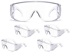 5PK Safety Goggles Clear Protective over EYE Glasses Lab Work Outdoor Anti Fog