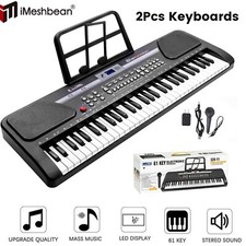 2Pcs 61 Key Digital Music Piano Keyboard-Portable Electronic Instrument w Stand