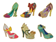 6 Princess Shoes High Heels Themed Pin Set Disney Park Trading Pins Brand New