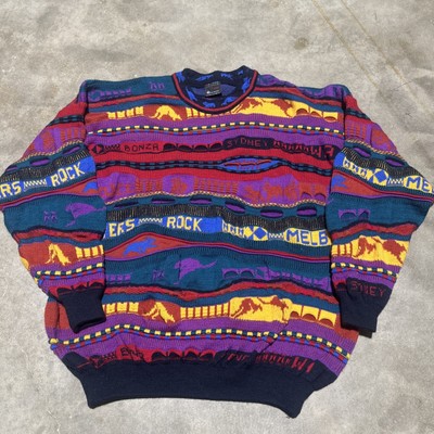 Vintage 90 s Emaroo Australia 3D Knit Multicoloured Sweater XL