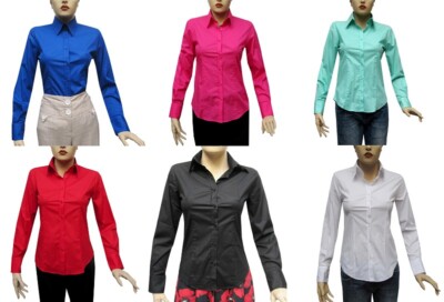 Damen Bluse Slim-fit Farbe Größe Wählbar