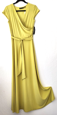 neon yellow wrap dress Scalloped Organza Wrap Dress in Neon Yellow