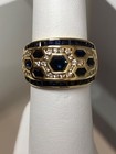 Honeycomb Right Hand Wide Band Ring LeVian 18k Yellow Gold Sapphire & Diamond