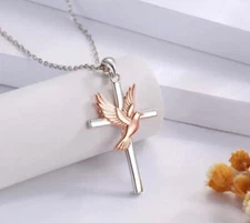 Necklace Pendant -  Classic Dove Cross - Women & Men