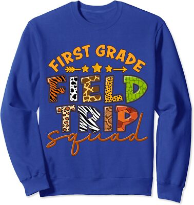 First Grade Zoo Field Trip Squad Matching Design Unisex Crewneck Sweatshirt