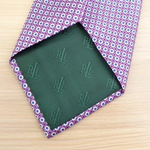 LAUREN Ralph Lauren Neck Tie Mens Purple Foulard Medallion Luxury Tuxedo Suit - Picture 7 of 9