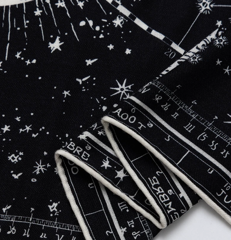 70% 羊绒和 30% 真丝裹巾指南针印花双面印花披肩 51 全新 — 第 4/4 张图片