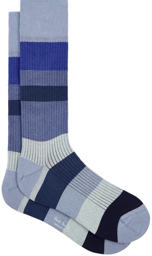 New Season NWT $35 Paul Smith “Iggy” ribbed block stripe socks. Made in Italy.