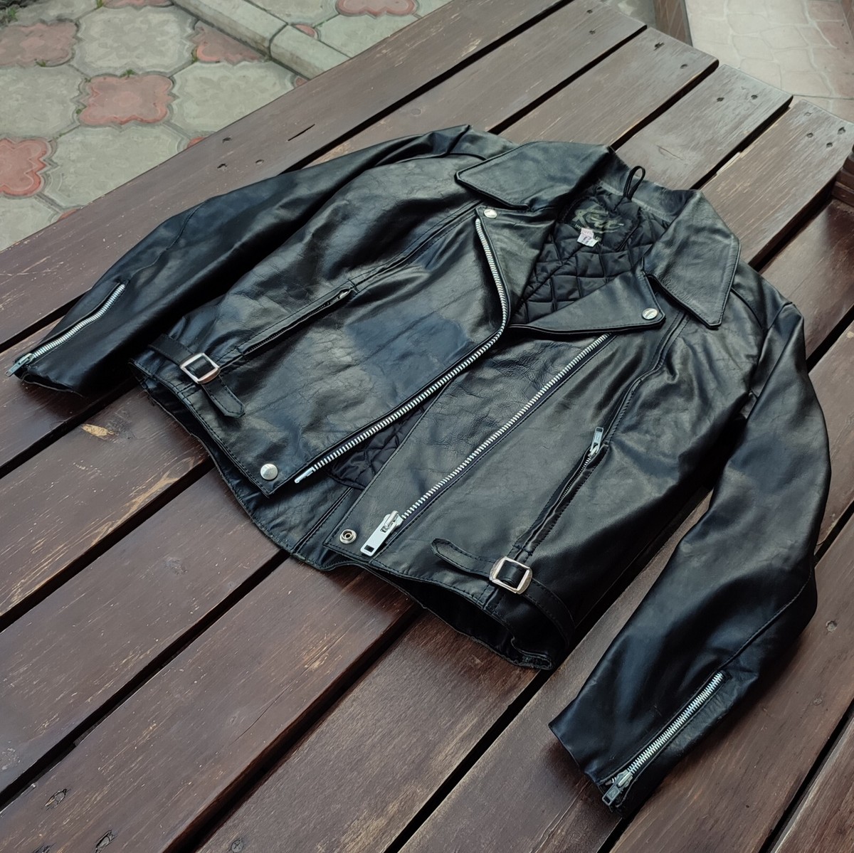 VTG 70's KETT Leathers Black Biker Leather Jacket England