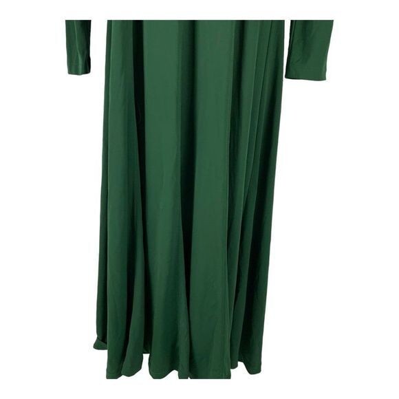 Zara Long Green Maxi Dress With Long Sleeves & High Neckline