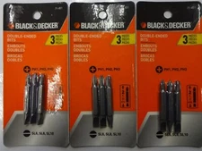 Black & Decker 71-451 3 Piece 2" Double End Screwdriver Bit Set 3-3Packs